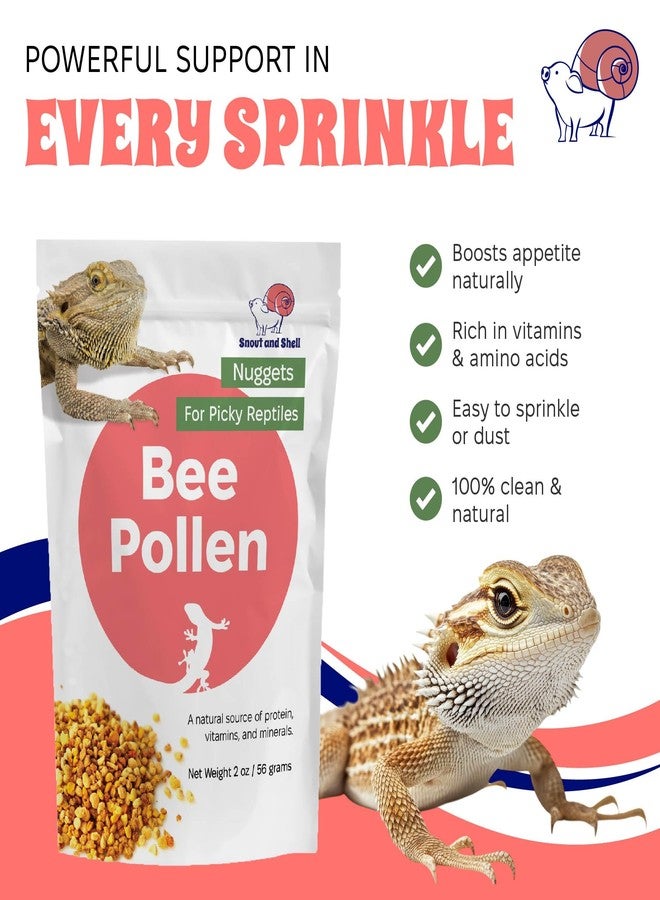 Snout and Shell Bee Pollen Nuggets for Reptiles - Natural Supplement for Bearded Dragons, Skinks, and More - Reptile Bee Pollen Powder, Appetite Booster - 2 oz Resealable Pack - Image 2